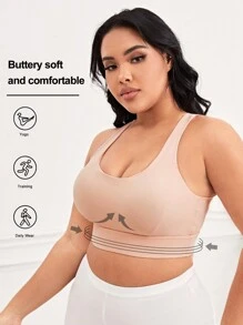 Hơn Chất rắn Cắt bỏ trở lại Bras thể thao - Hồng - Xem 6
