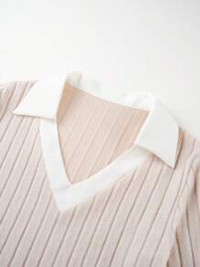 SHEIN LUNE Vestido Sencillo Con Bloques De Color Para Mujer - Caqui - Ver 6