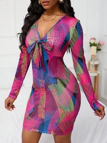 SHEIN Slayr 女裝全印花長袖連衣裙 - 彩色 - 查看 7