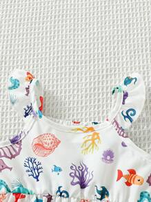 Baby Girls' Oceanic Creature Pattern Dress - Multicolor - View 5
