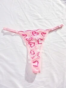 Women'S Sexy Lingerie Set With Heart Embroidery - Pink - View 3