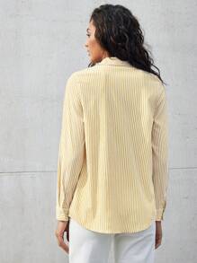 BizChic Camicia A Maniche Lunghe Da Donna Con Spalla Abbassata A Righe