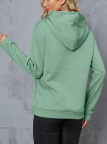 SHEIN LUNE Của phụ nữ Loại bướm In Áo nỉ có mũ - Màu xanh Bạc hà - Xem 2