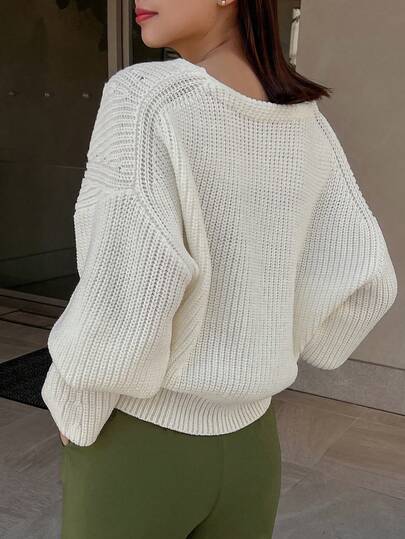 Ladies' Zippered Open Front Solid Color Drop Shoulder Cardigan