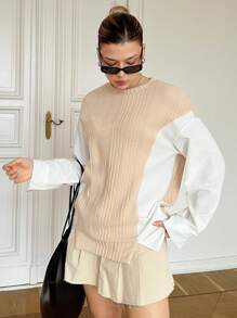 SHEIN Essnce 拼色長袖t卹 - 彩色 - 查看 1