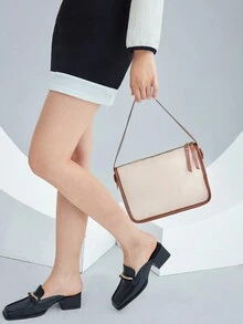 BizChic Double Zipper Decor Adjustable Strap Square Bag - Khaki - View 9