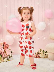 女宝宝爱心印花趣味可爱连体衣夏季 - 灰色 - 查看 5