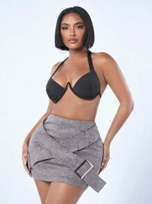 SHEIN SXY Vrouwen Halterhals Rugloos Tank tops Met Bekerontwerp