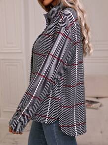 SHEIN LUNE 女式人字紋單排扣夾克 - 彩色 - 查看 6