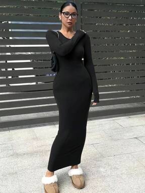 INAWLY Solva Rochie bodycon cu maneca lunga