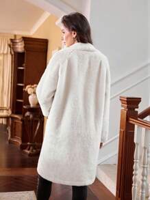 Anewsta Solid Color Plush Jacket - White - View 2