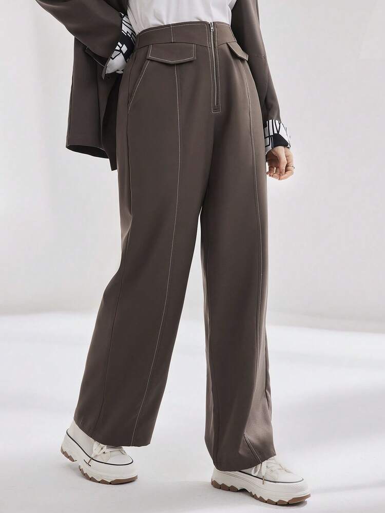 Women'S Colorblock Stitching Straight Leg Pants