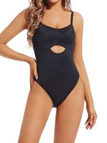 Body Elegante Com Alça De Design Oco, Bodycon