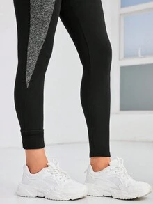 Yoga Trendy 手機袋撞色運動緊身褲 - 黑色 - 查看 3