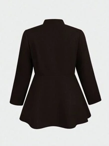 SHEIN CURVE+ Kích thước lớn Đôi ngực áo - Cà phê nâu - Xem 2