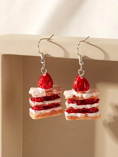 Kawaii Strawberry Cake Shaped Earrings