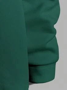 RueChic Men's Letter Print Drawstring Hoodie - Army Green - View 3