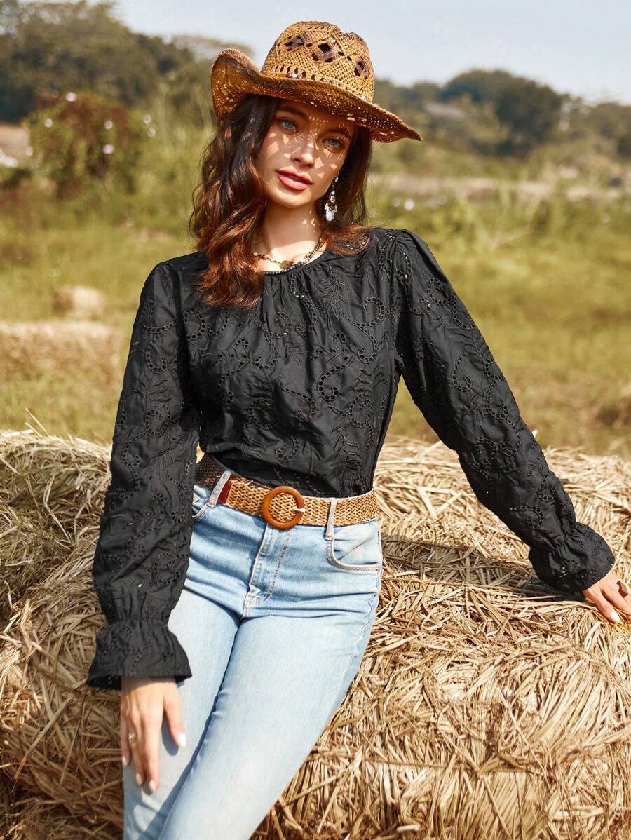 Aveloria 女士長袖刺繡襯衫