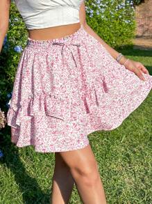 SHEIN WYWH 女性度假風格的花卉印花裙 - 粉色 - 查看 3