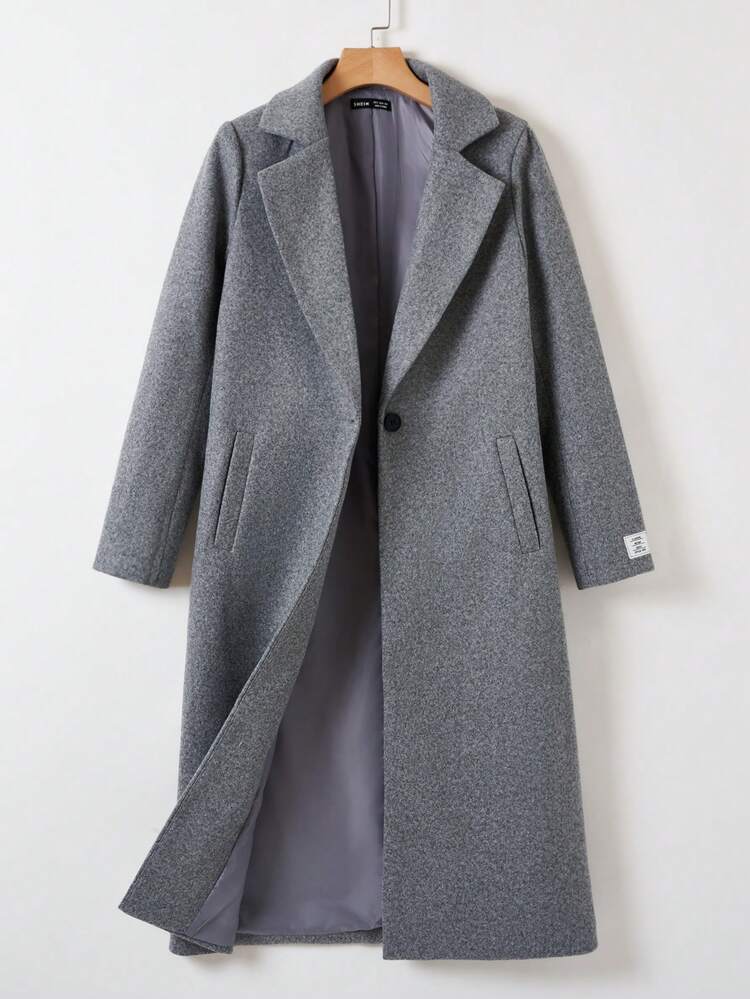 Women's Plaid Woolen Coat With Letter Pattern Lining In Fall/Winter