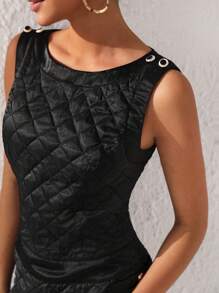 SARVACCE Designer Women's Quilted Round Neck Summer Elegant Dress, Birthday Outfits, For Holiday, Party, Festival, Wedding Prom Dress