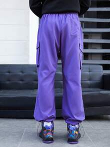 Manfinity RebelGame Men'S Solid Color Woven Casual Pants - Purple - View 2