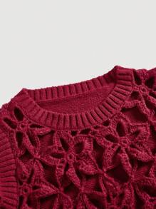 SHEIN MOD 女士圓領毛衣背心 - 紅色 - 查看 3