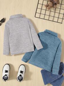 2入組幼兒男童高領t恤,帶修補細節 - 彩色 - 查看 2