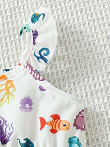 Baby Girls' Oceanic Creature Pattern Dress - Multicolor - View 6