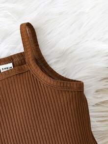 女嬰上衣和吊帶連身裙套裝 - 咖啡棕 - 查看 4