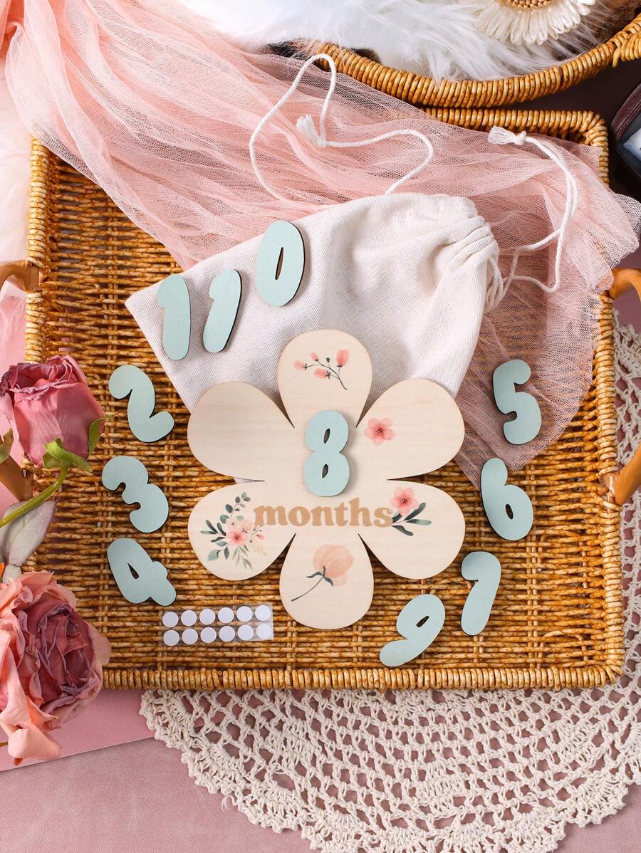 Newborn Baby Milestone Wooden Number Board Set, Perfect For Photo Props - Multicolor - View 1