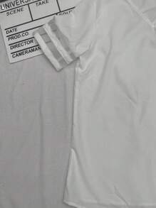 SHEIN LUNE 女士加大码网眼撞色短袖 T 恤 - 白色 - 查看 3