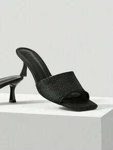 MOTF PREMIUM 極簡主義款女士高跟涼鞋 - 黑色 - 查看 6