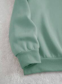 SHEIN EZwear 女士貓咪圖案圓領運動衫 - 薄荷綠 - 查看 5