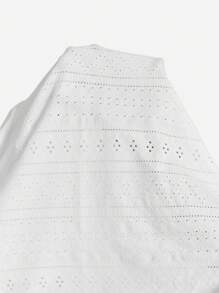 SHEIN Maternidad Camiseta con bordado con ojal bajo curvo - Blanco - Ver 8