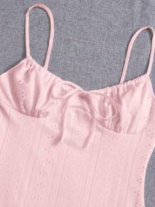 SHEIN EZwear 針織女士細肩帶裙 - 粉色 - 查看 3