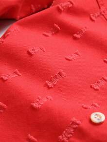 Manfinity LEGND 男士雙口袋破洞牛仔襯衫 - 紅色 - 查看 4