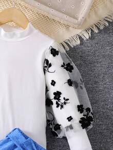 SHEIN Young Girl Autumn Long Sleeve Top & Skirt Set With Bow Belt - Multicolor - View 8