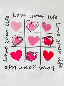 Áo hoodie nhẹ có in hình tình yêu và khẩu hiệu cho bé gái - trắng - Xem 3