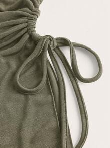 SHEIN EZwear 束口側邊不對稱下擺無肩帶上衣 - 軍綠色 - 查看 5