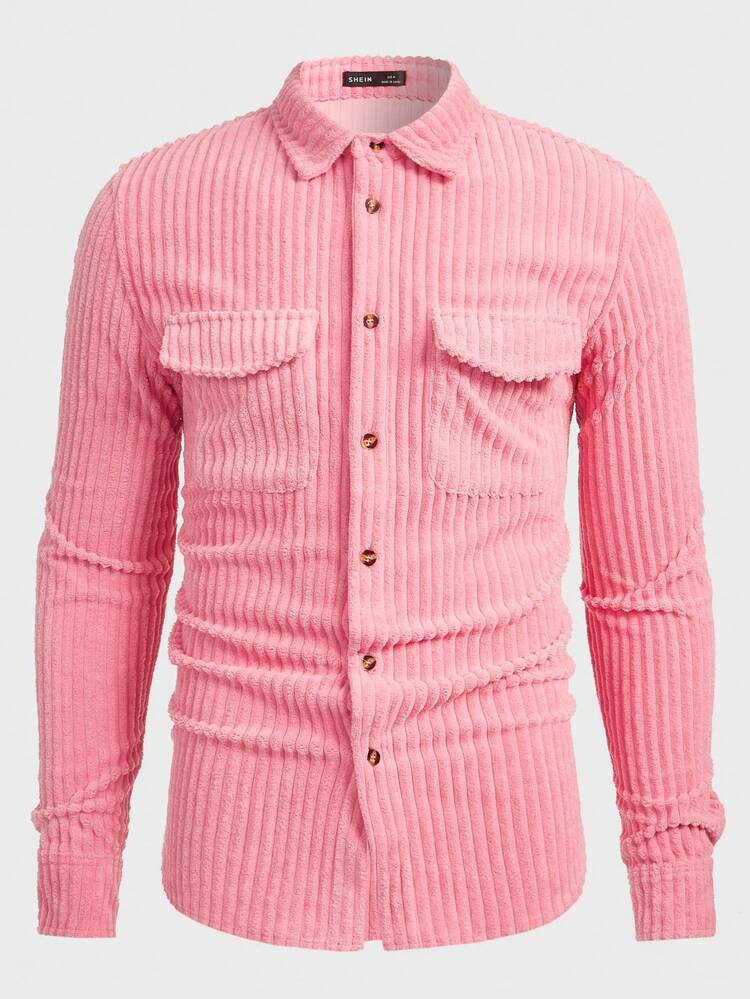 Men's Flap Pocket Woven Long Sleeve Shirt