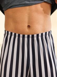 Men'S Letter & Stripe Design Homewear Set - Dark Grey - View 4