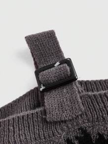 ROMWE Grunge Punk 不對稱眼球圖案仿舊飾邊毛衣 - 彩色 - 查看 3