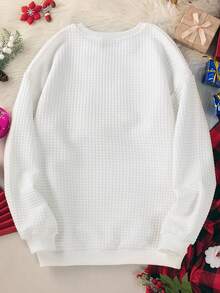 卡通標語印花套頭衫 - 白色 - 查看 2