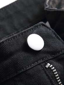 Tween Boy Casual Wrinkle Distressed Denim Pants For All Seasons - Black - View 5