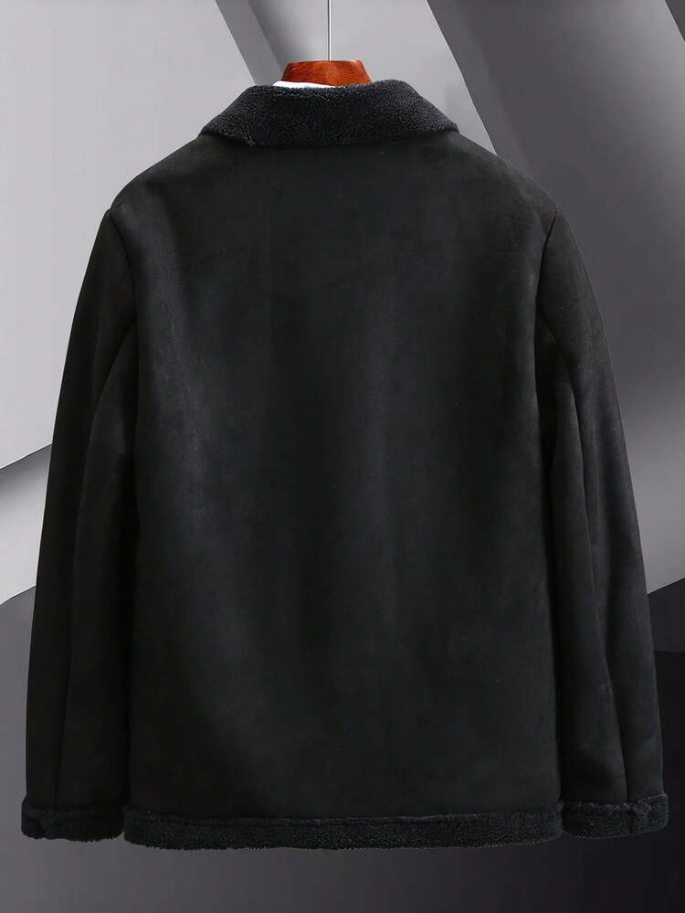 Men's Collar Thermal Lined Zipper Front Jacket