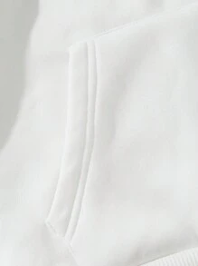 SHEIN EZwear 女士連帽字母印花束口保暖衣 - 白色 - 查看 4