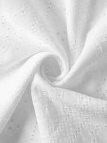 SHEIN Maternidad Camiseta con bordado con ojal bajo curvo - Blanco - Ver 5