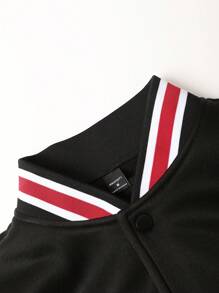 Manfinity Campus Court Aesthetic Post--Men'S Digital Printed Baseball Jacket - Black and White - View 6