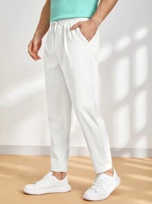 Manfinity VCAY Pantalones De Cintura Con Cordón Tejidas Para Hombre